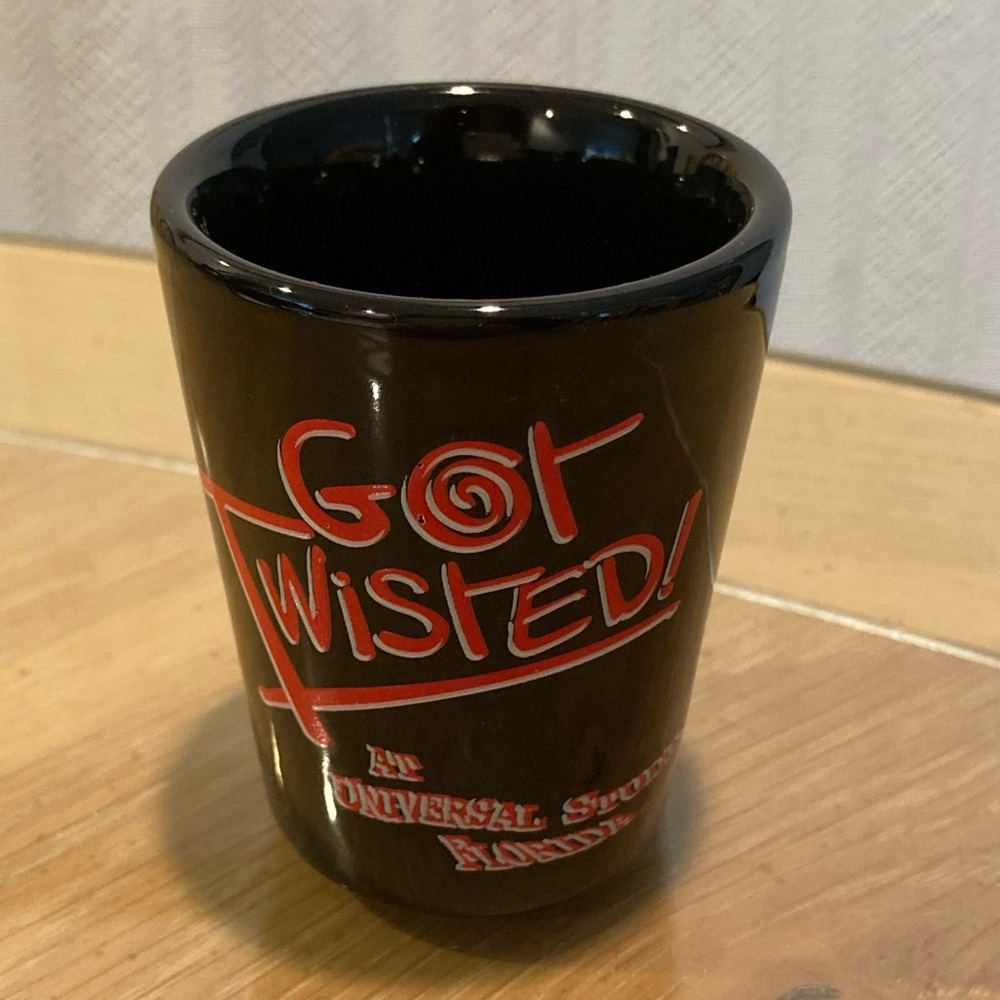 RARE Vintage Shot Glass “Got Twisted” @ Universal Studios Florida, Black, 90’s